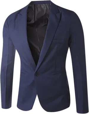Solid Fashion Blazer Men Business One Button Suit Jacket Regular Fit Casual Sport Coat Mens Blazer Business Suit