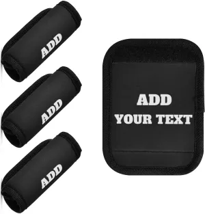 SPRIPORT Custom Black 2 Pack Luggage Handle Wraps for Suitcase Personalized Identifier Luggage Makers Covers with ID Tag Soft Handle Covers for Flying Airplane Travel Handbag Wallet Shopping Bag