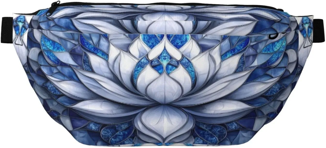 Stained Glass Lotus Mandala Fanny Pack For Women Man, Waist Belt Bag Crossbody For Sports Travel Hiking Running Jogging
