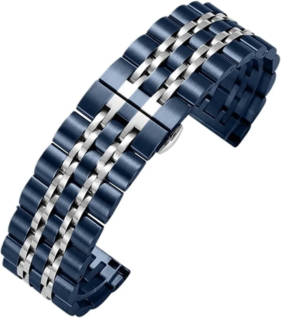 Stainless Steel Band 20mm 22mm Metal Band Unisex Band Watch Accessories Double Button Folding Buckle Band Watch Replacement Band