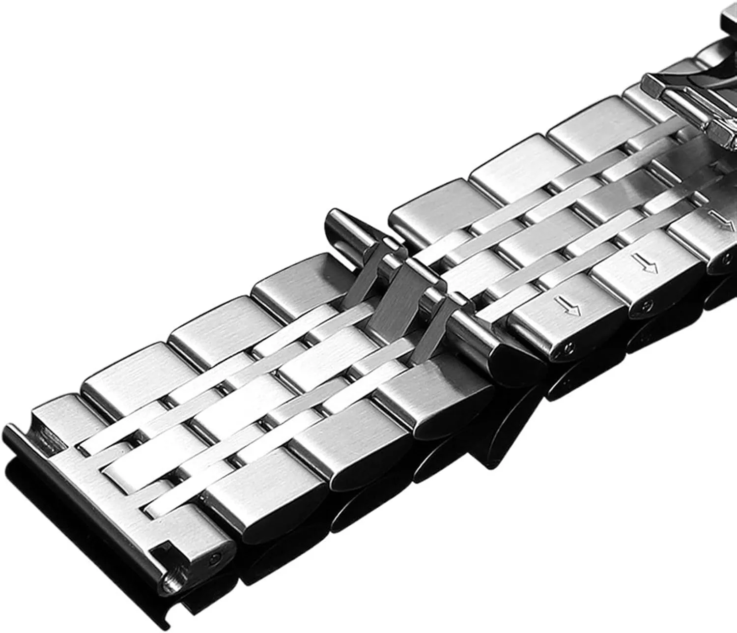 Stainless Steel Band 20mm 22mm Metal Band Unisex Band Watch Accessories Double Button Folding Buckle Band Watch Replacement Band