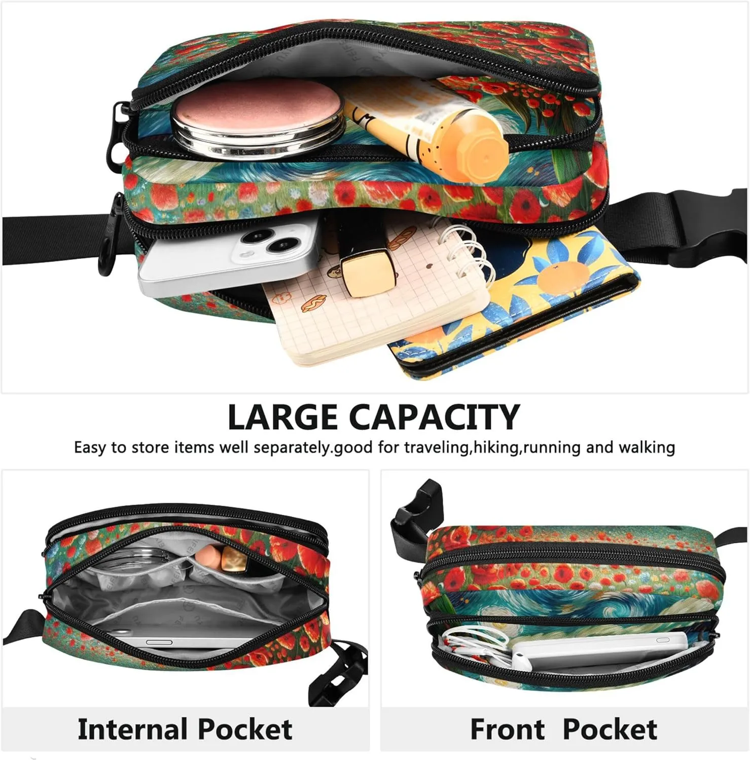 Starry Poppy Dreamscape Womens Fanny Pack Waterproof Hip Pouch Belt Bag Cute Travel Waist Pouch