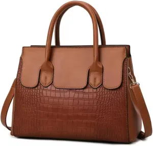 Stylish Retro Leather Satchel Handbag for Women - Fashionable Tote Shoulder Bag with Zipper (Black)