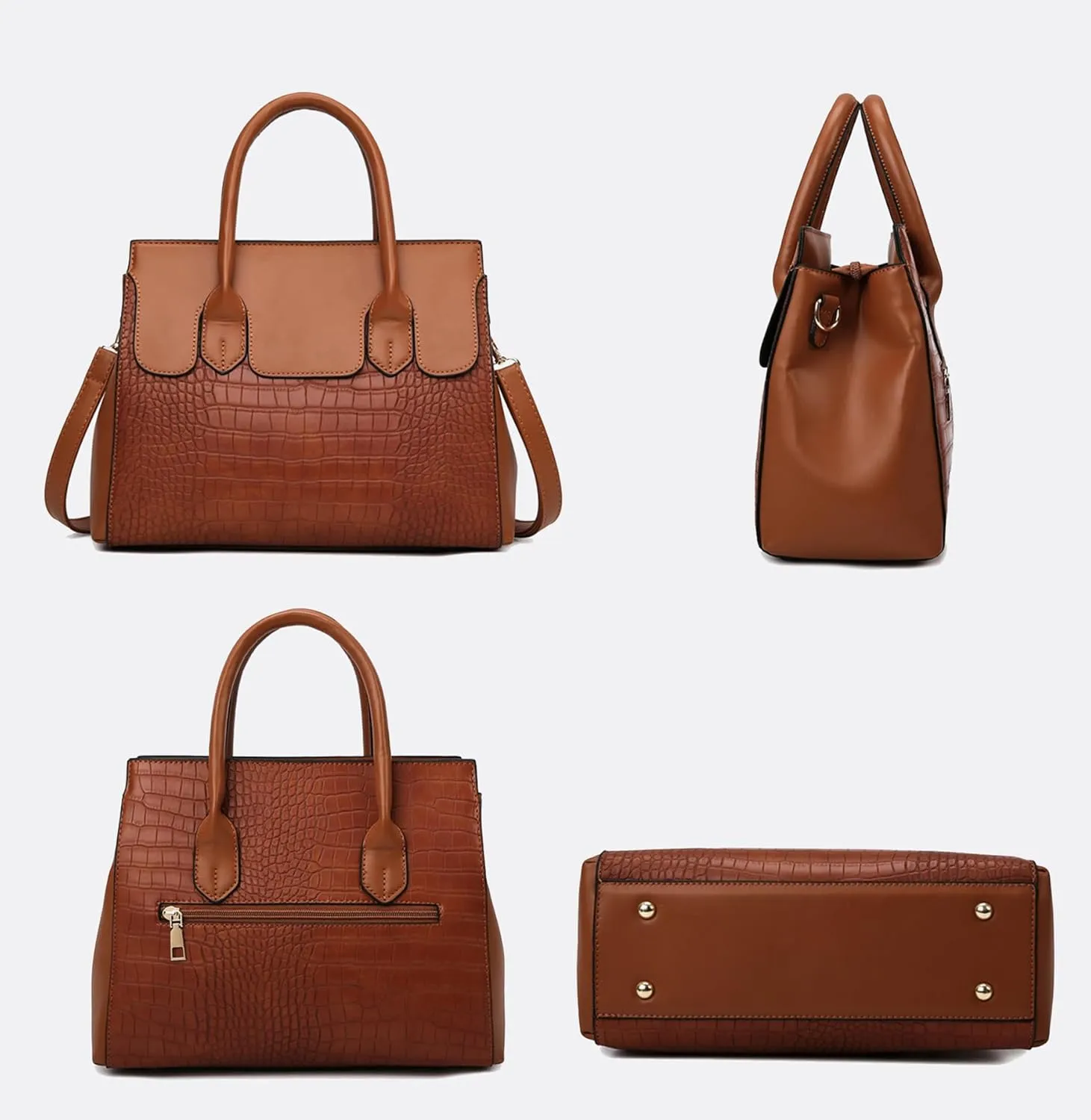Stylish Retro Leather Satchel Handbag for Women - Fashionable Tote Shoulder Bag with Zipper (Black)