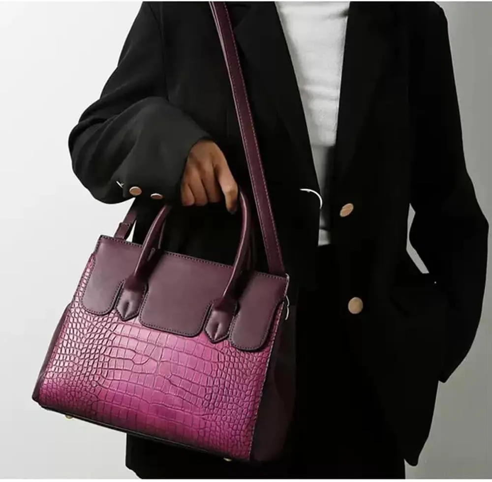 Stylish Retro Leather Satchel Handbag for Women - Fashionable Tote Shoulder Bag with Zipper (Black)