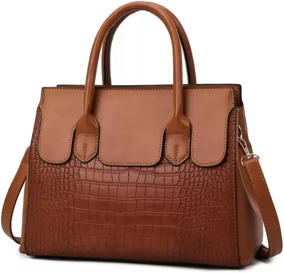 Stylish Retro Leather Satchel Handbag for Women - Fashionable Tote Shoulder Bag with Zipper (Black)