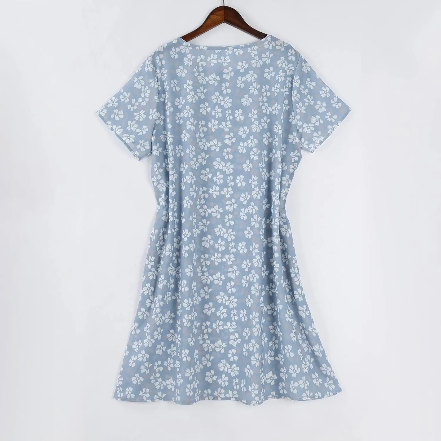 Summer Dresses for Women 2025 Loose Crewneck Short Sleeve Casual T Shirt Dress Flowy Sundresses Swimsuit Coverup