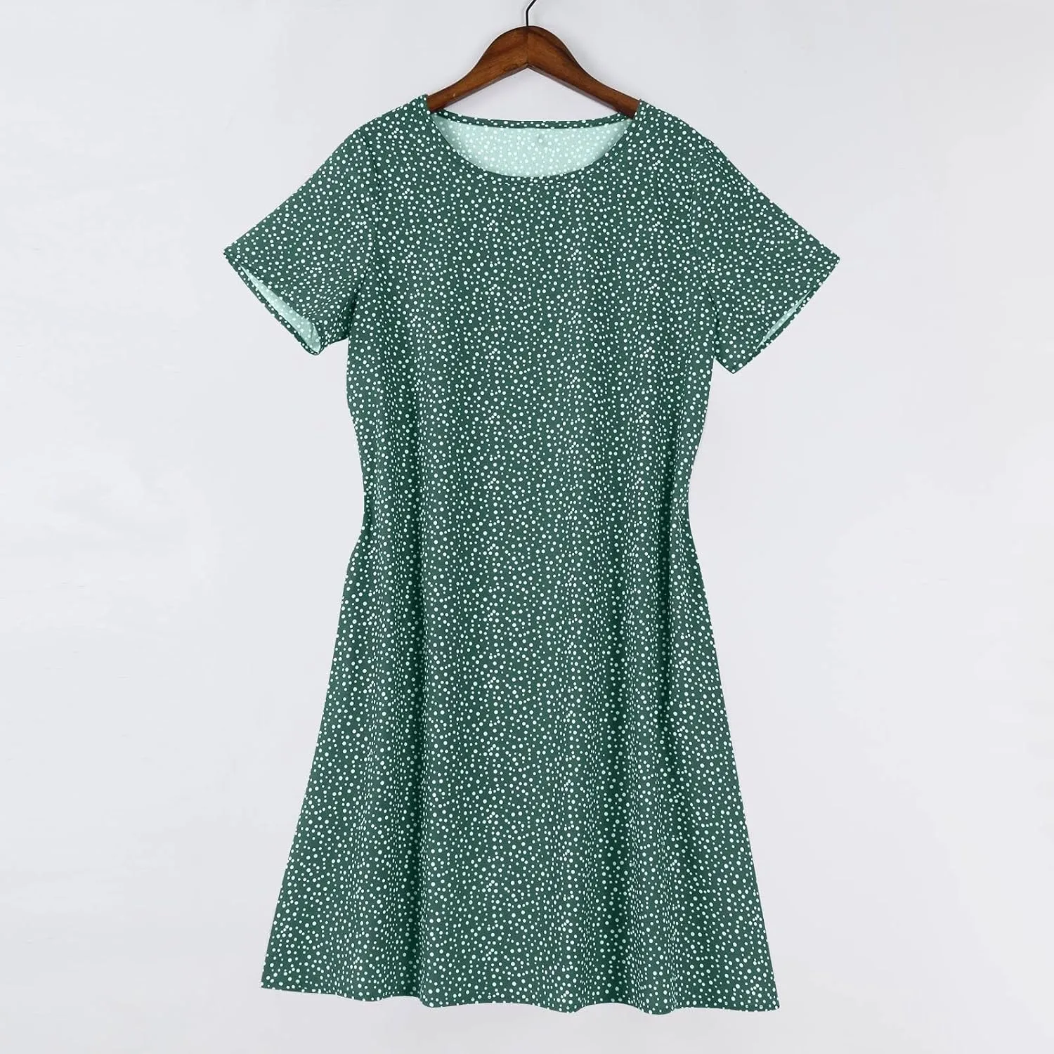 Summer Dresses for Women 2025 Loose Crewneck Short Sleeve Casual T Shirt Dress Flowy Sundresses Swimsuit Coverup