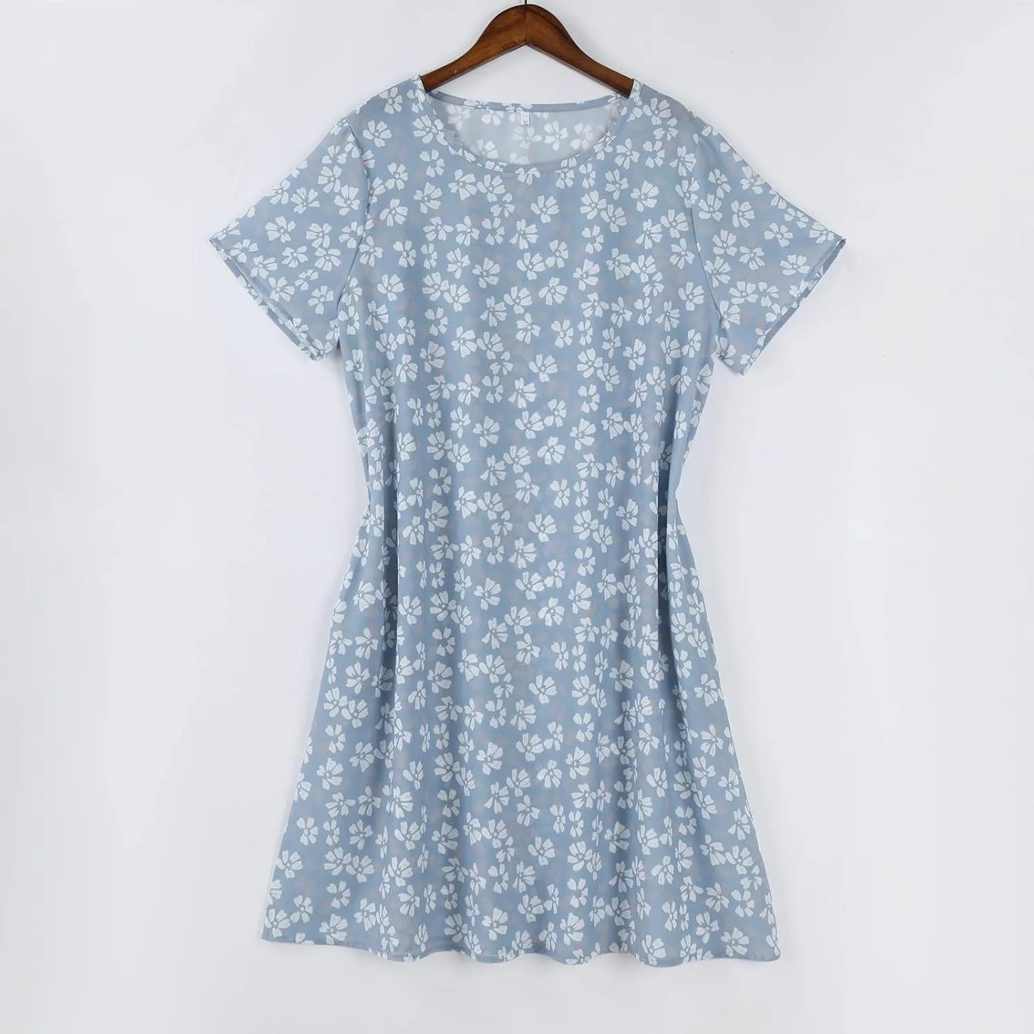 Summer Dresses for Women 2025 Loose Crewneck Short Sleeve Casual T Shirt Dress Flowy Sundresses Swimsuit Coverup