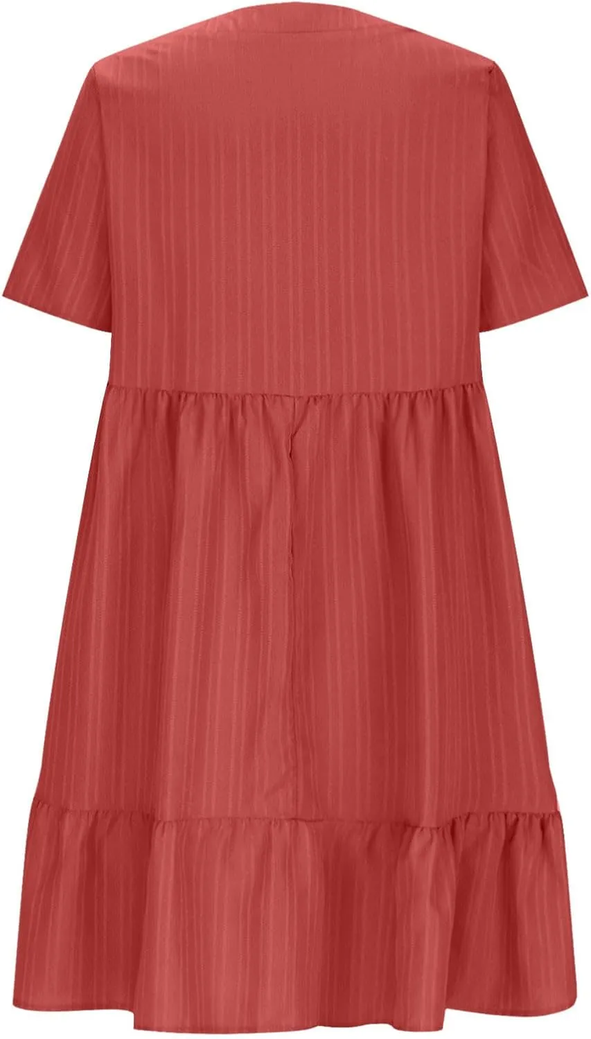 Summer Dresses for Women Trendy Short Sleeve Pleated Midi Dress Casual Flowy V Neck Elegant Beach Sundresses