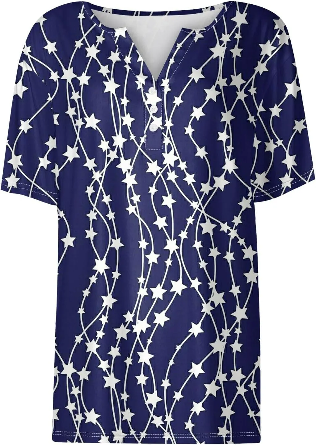 Summer Tops for Women 2024 4th of July Short Sleeve Henley Shirts for Women Button Down Casual American Flag Tops