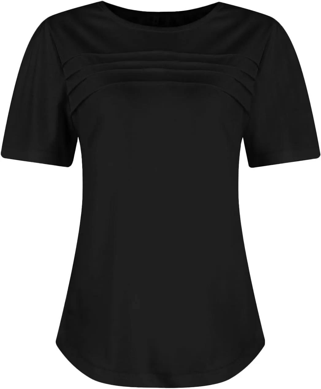 Summer Tops for Women 2025 Trendy Dressy Casual Elegant Front Pleated T Shirts Short Sleeve O Neck Office Blouses