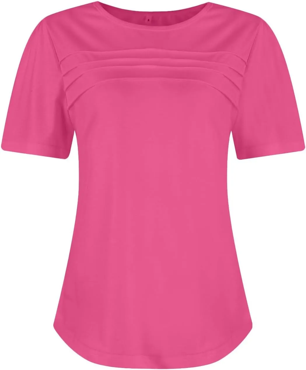 Summer Tops for Women 2025 Trendy Dressy Casual Elegant Front Pleated T Shirts Short Sleeve O Neck Office Blouses