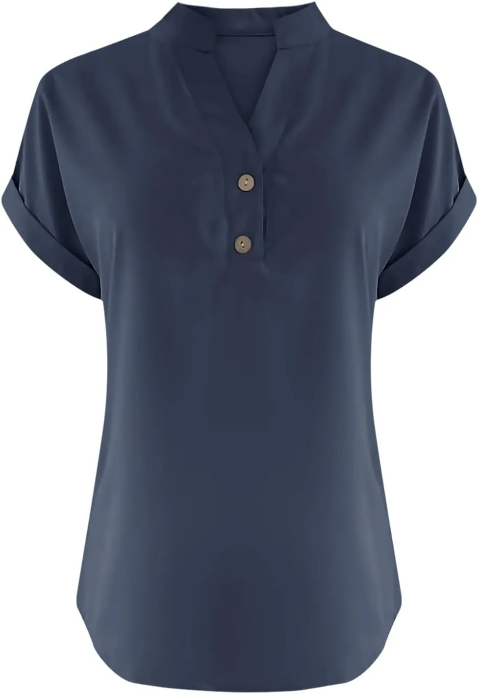 Summer Tops for Women 2025 Trendy Short Sleeve Cotton Linen Shirt Casual Button v Neck Tunic Blouses Outfits