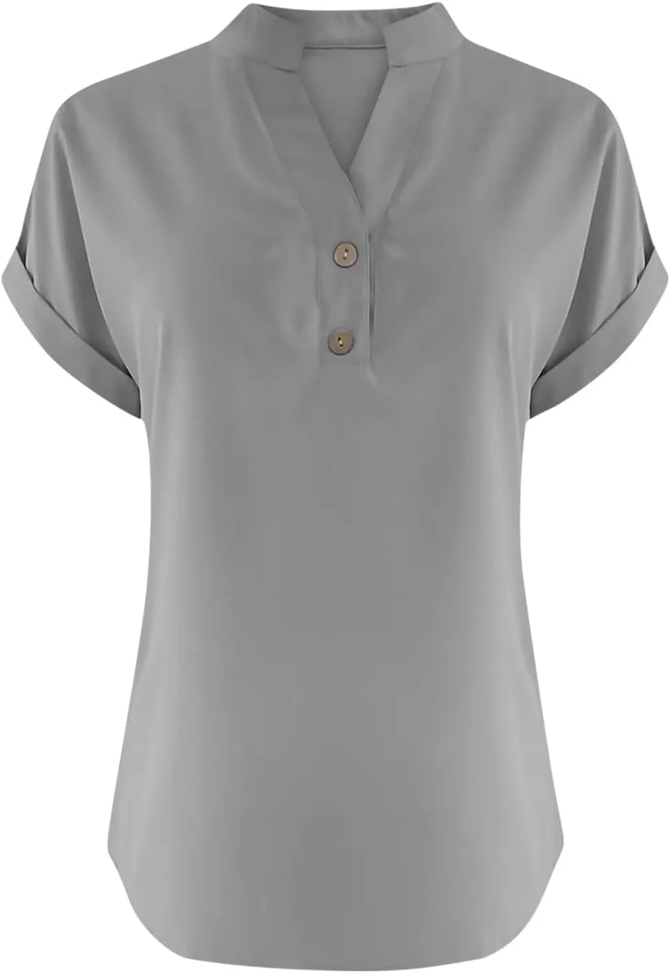 Summer Tops for Women 2025 Trendy Short Sleeve Cotton Linen Shirt Casual Button v Neck Tunic Blouses Outfits