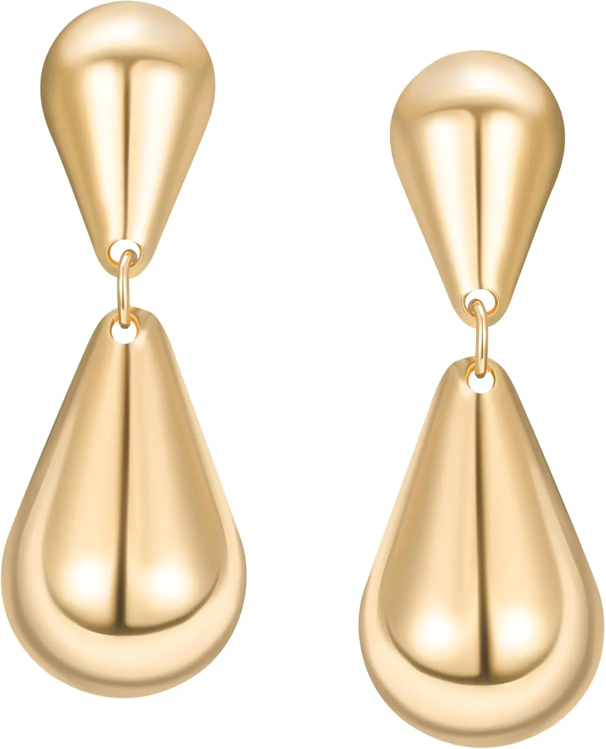 SWEETV 14K Gold Plated Statement Drop Dangle Earrings for Women, Stunning Teardrop Waterdrop Leverback Women's Earrings Jewelry Gift, 925 Sterling Silver Hypoallergenic