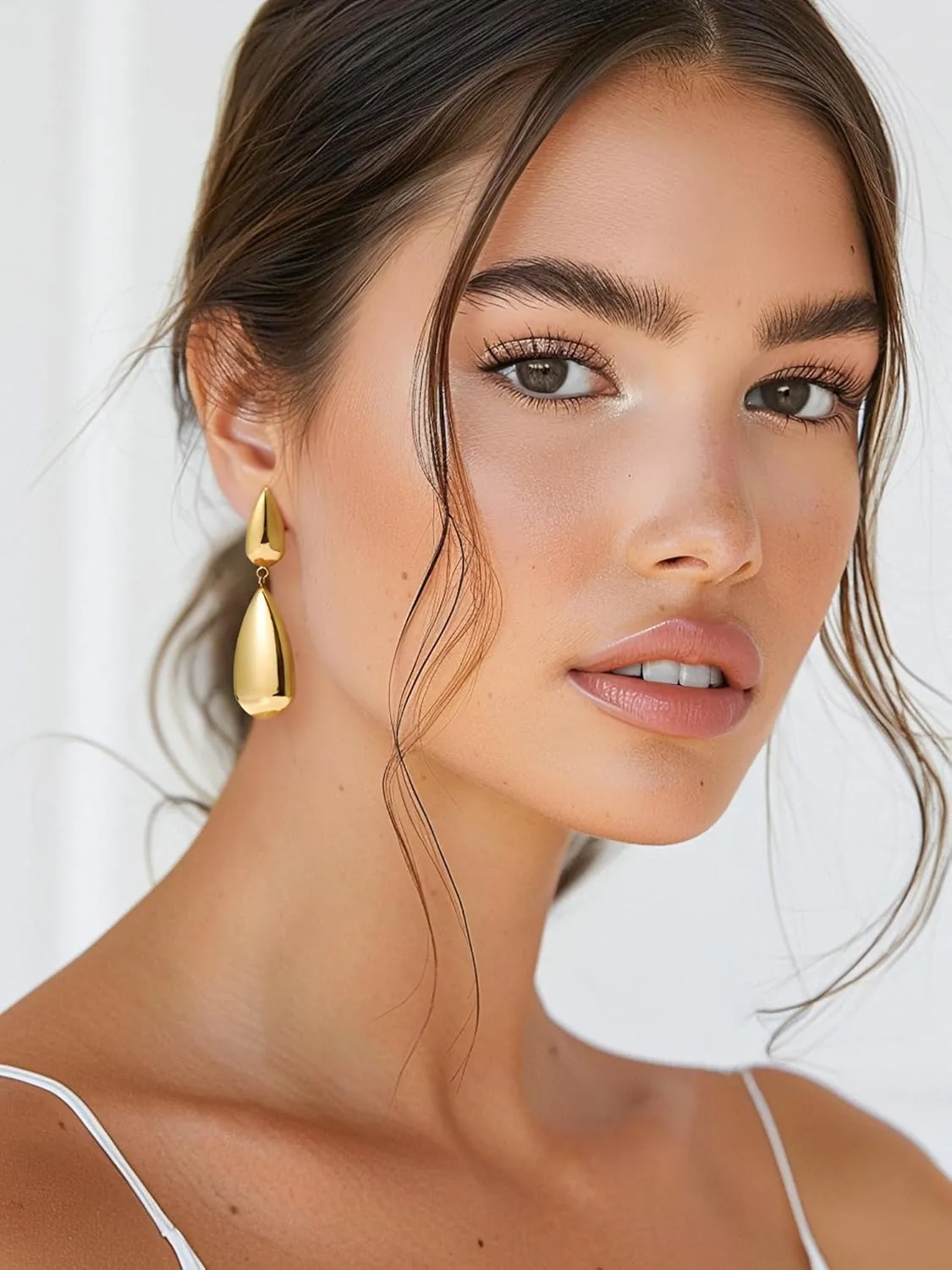 SWEETV 14K Gold Plated Statement Drop Dangle Earrings for Women, Stunning Teardrop Waterdrop Leverback Women's Earrings Jewelry Gift, 925 Sterling Silver Hypoallergenic