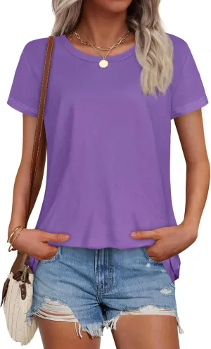 T Shirts for Women Summer Short Sleeve Crewneck Casual Cute Graphic Basic Tees Tops