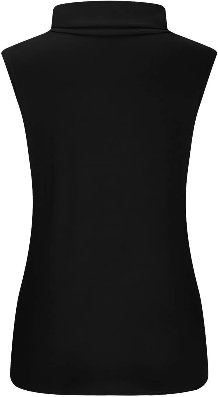 TANGNADE Sleeveless Turtlenecks for Women Tunic Plus Size Mock Neck Soft Tank Tops Basic Stretch Slim Fit Undershirts