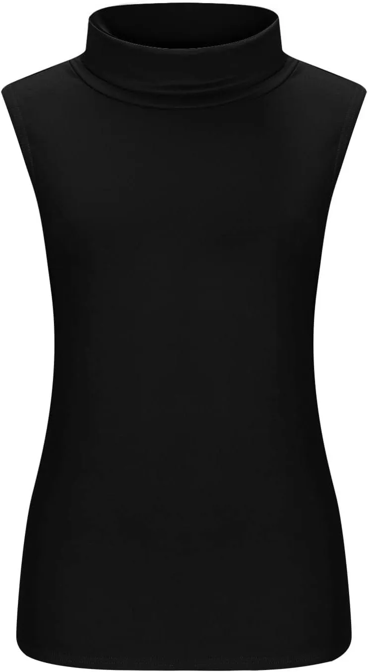 TANGNADE Sleeveless Turtlenecks for Women Tunic Plus Size Mock Neck Soft Tank Tops Basic Stretch Slim Fit Undershirts