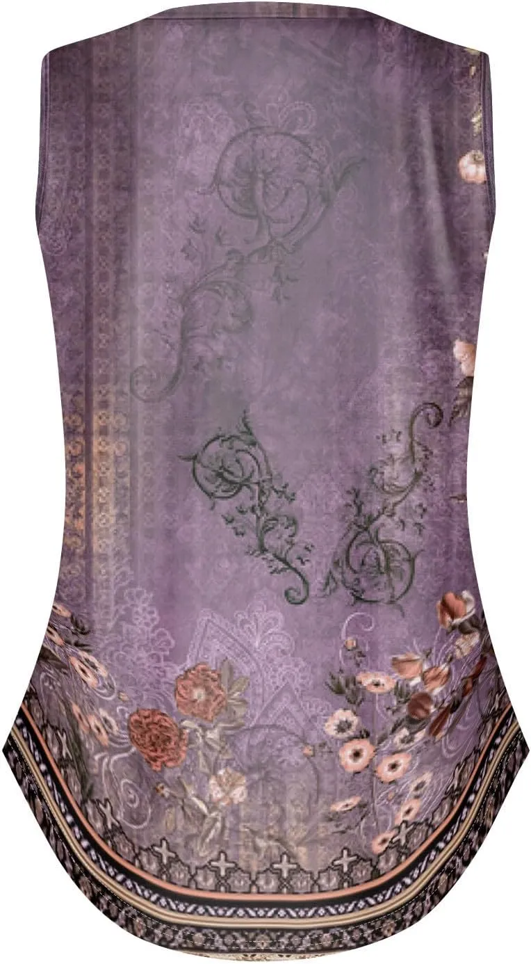 Tank Tops for Women 2025 Loose Fit V Neck Dressy Casual Tops Sleeveless Floral Print Shirts Summer Trendy Tank Tops