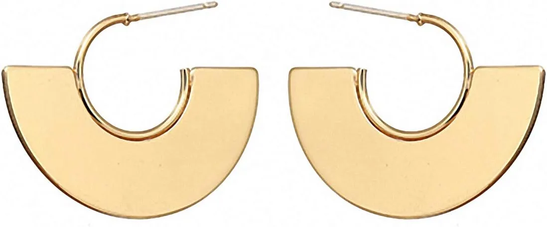 Temperament Geometric Fan Hoop Earrings Copper Earrings Minimalist Women Punk Earrings