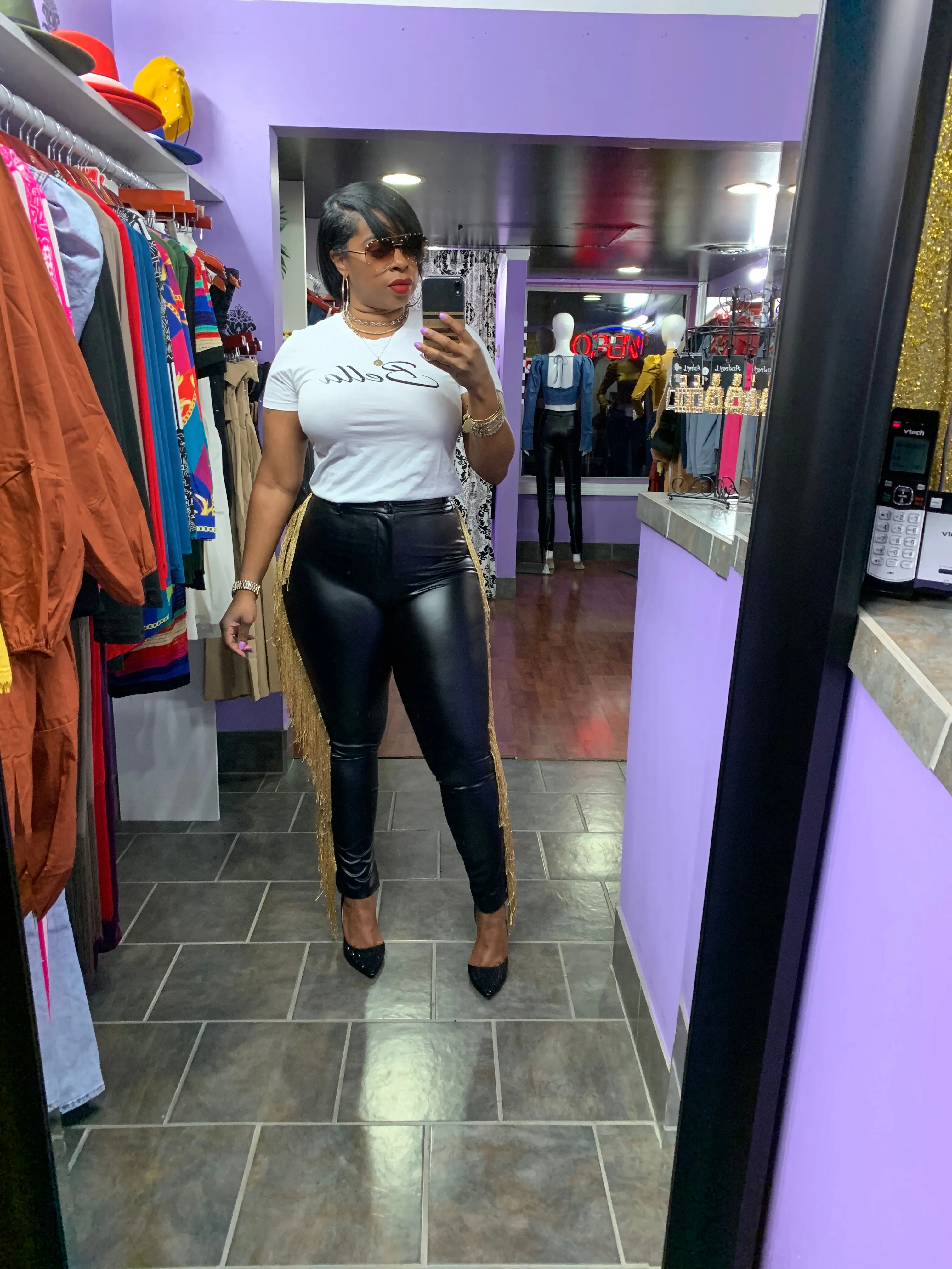 THEESTALLION Fringe Leather Pants