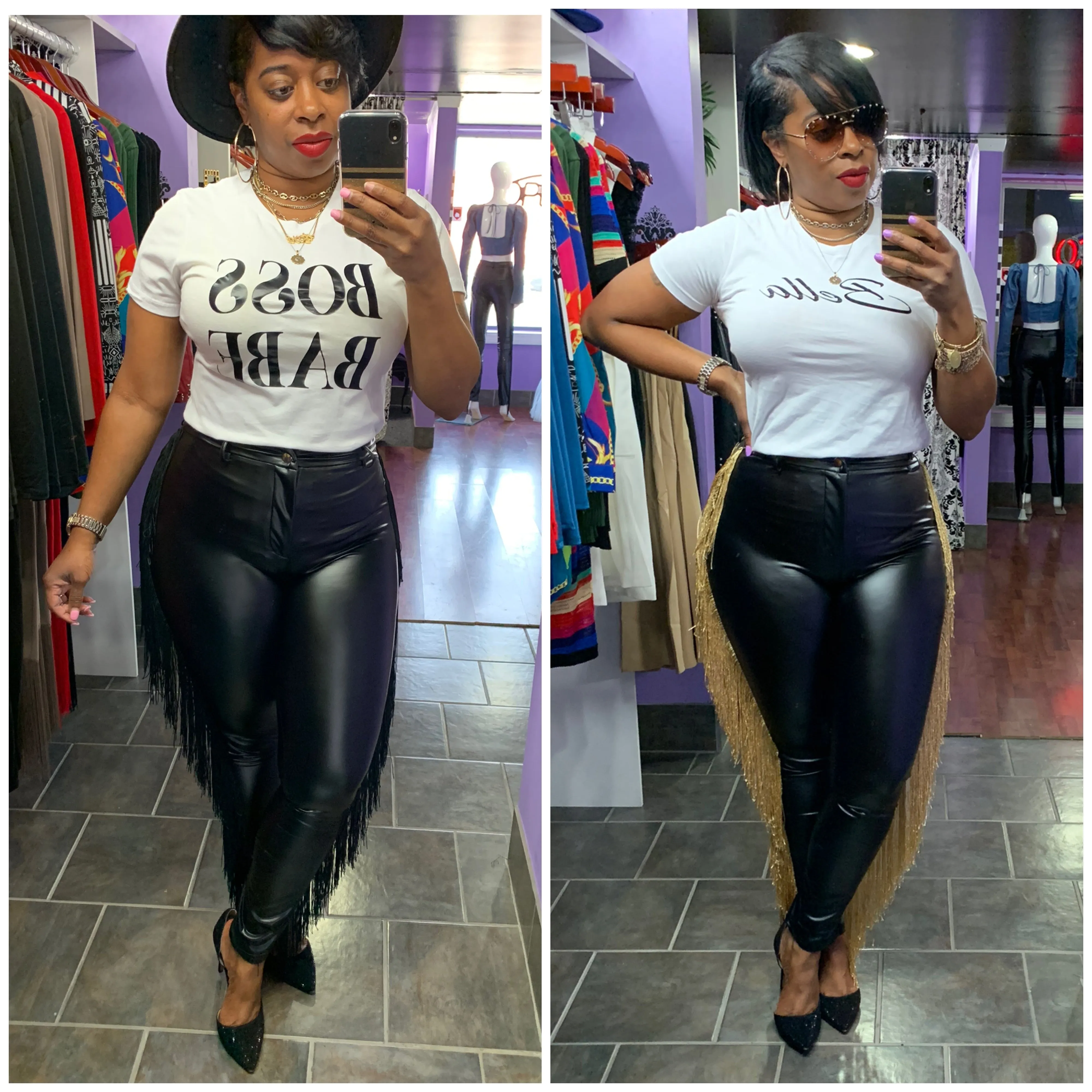 THEESTALLION Fringe Leather Pants
