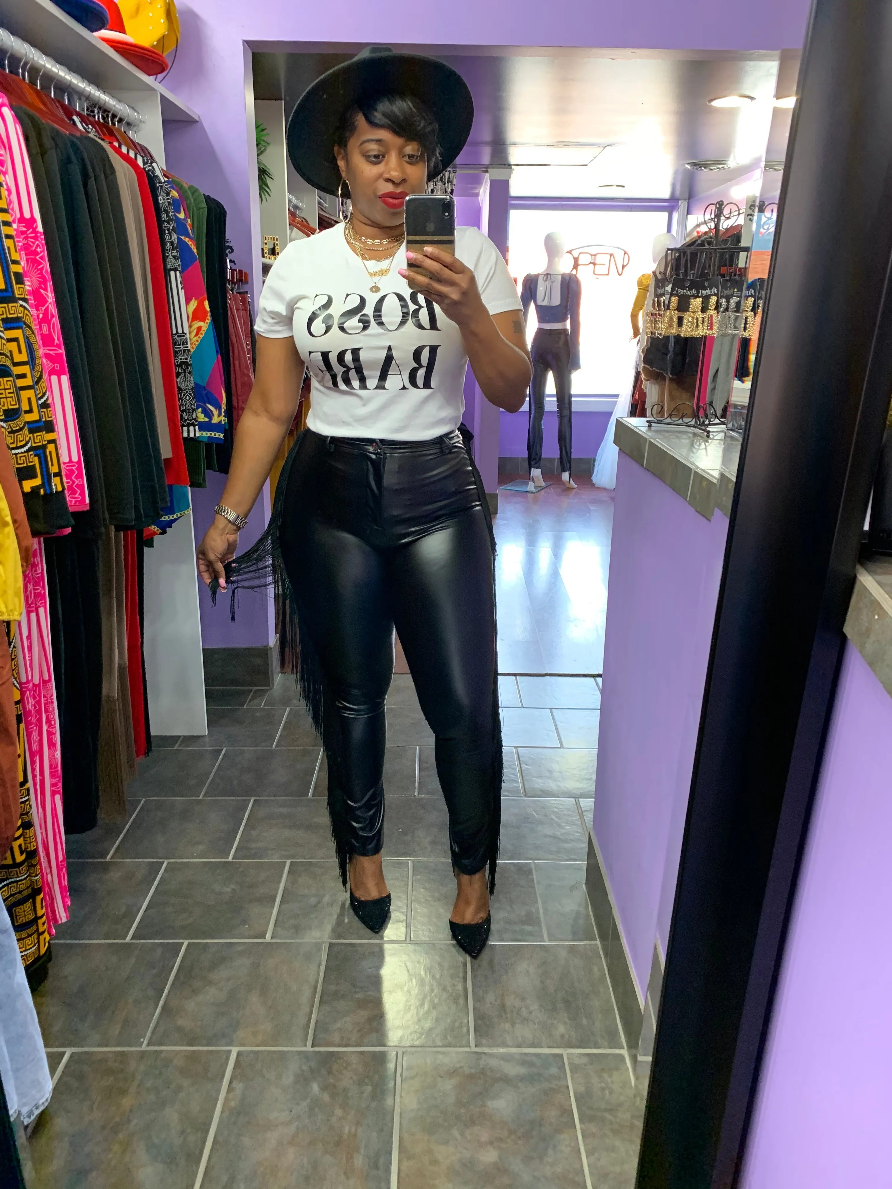 THEESTALLION Fringe Leather Pants