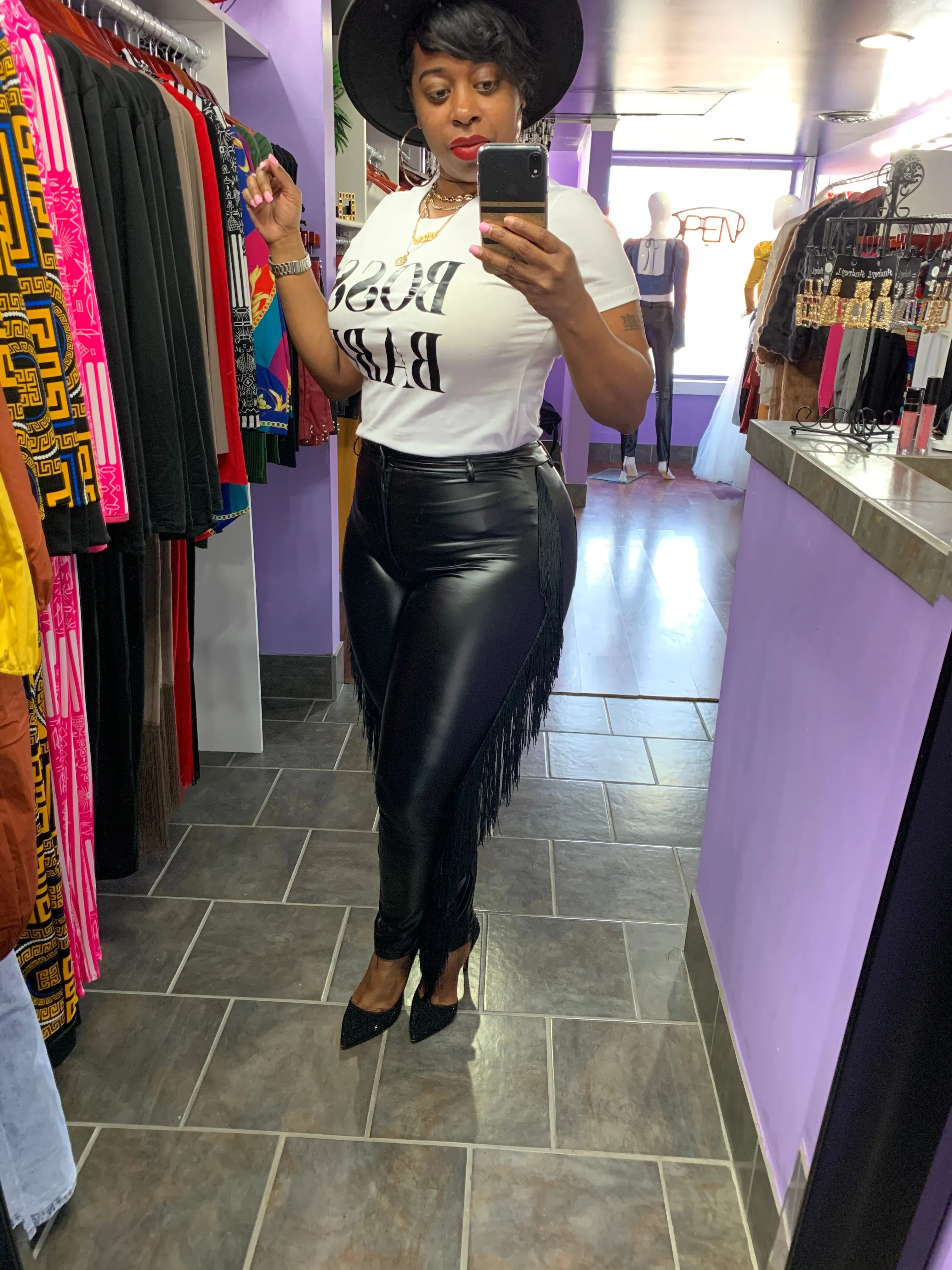 THEESTALLION Fringe Leather Pants