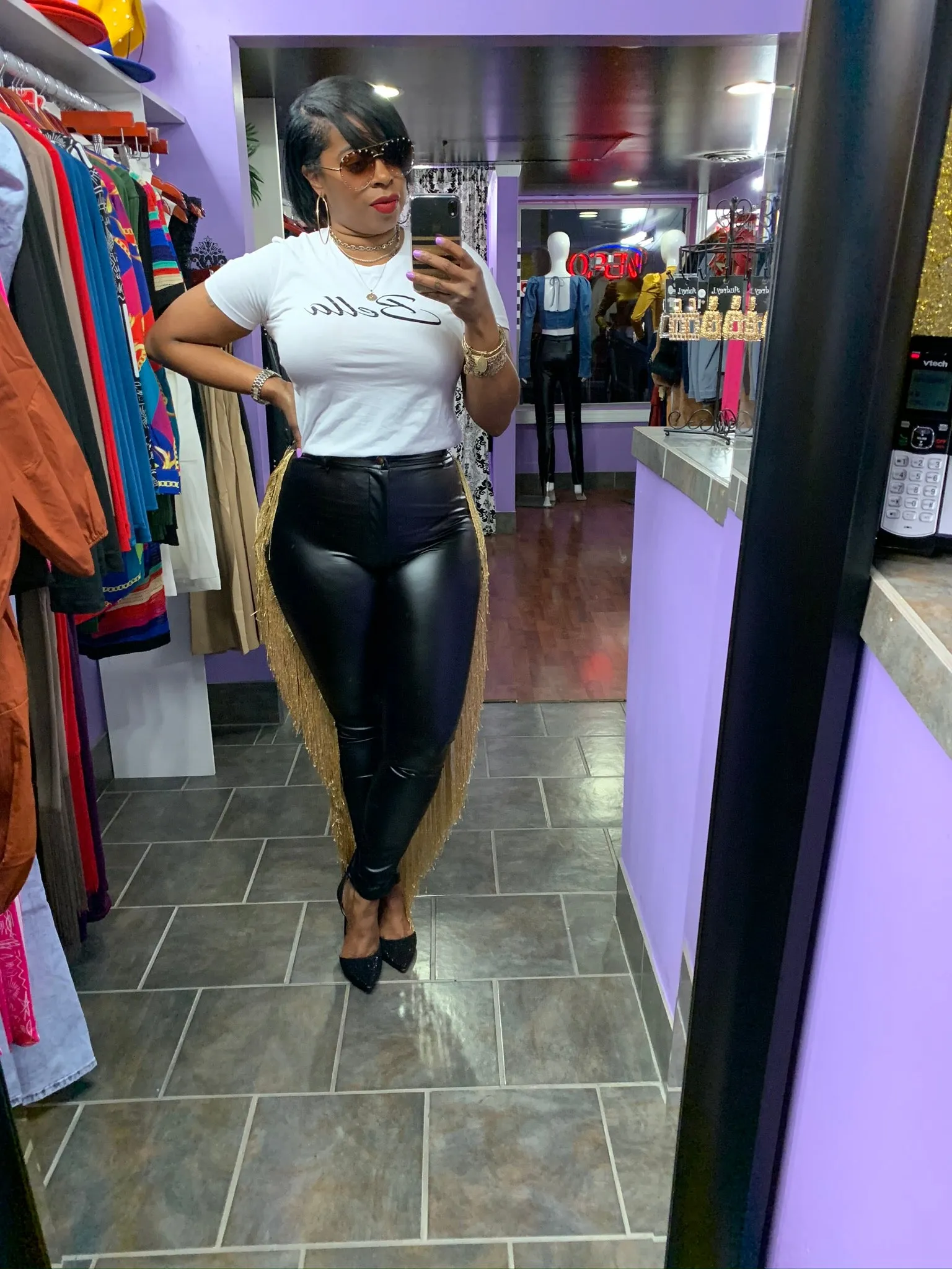 THEESTALLION Fringe Leather Pants