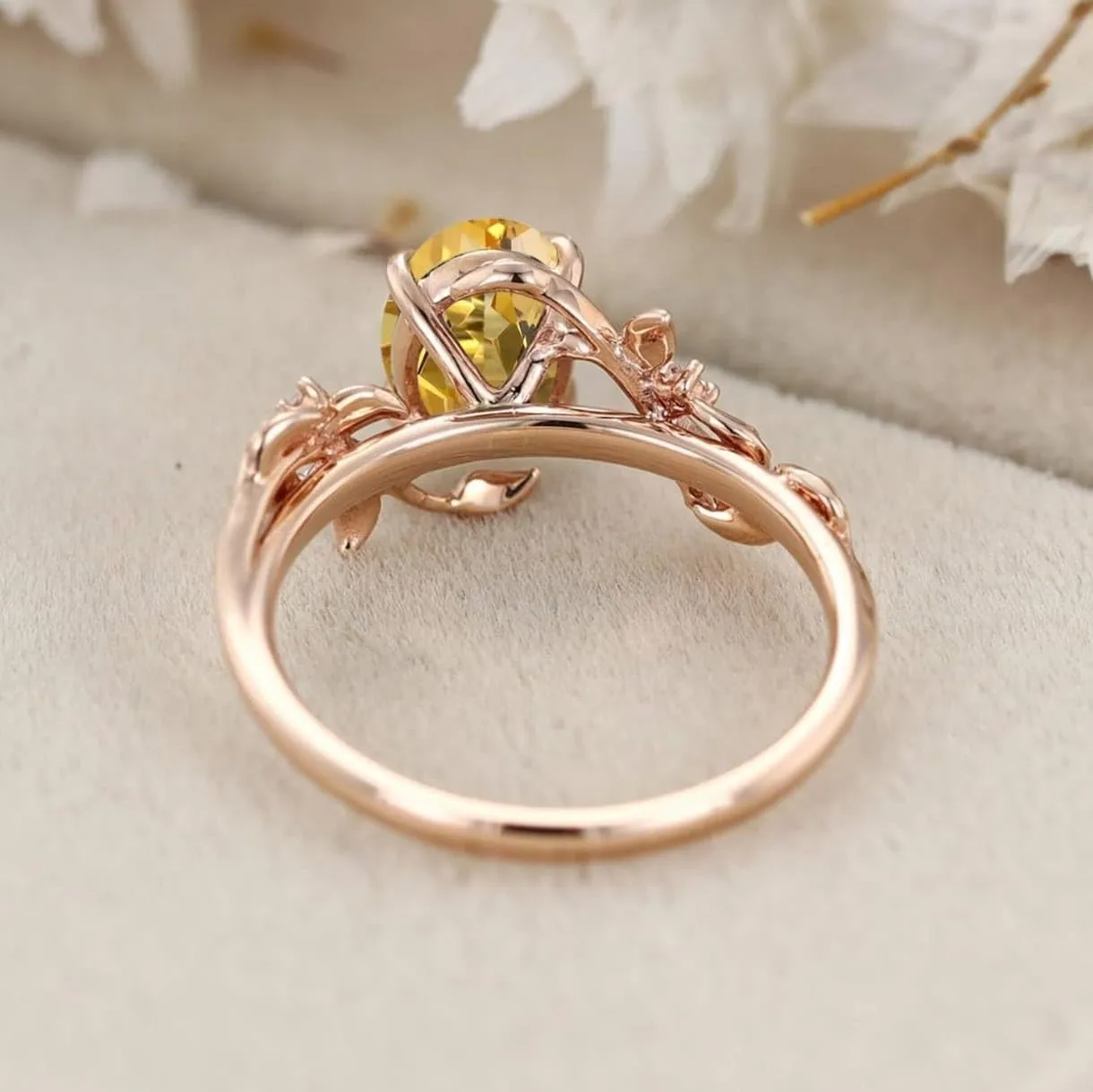 Ticon Oval Gemstone Vintage Engagement Ring for Women Nature Inspired Birthstone Leaf Vine Art Deco Wedding Promise Anniversary Rings for Her Wife Bridal
