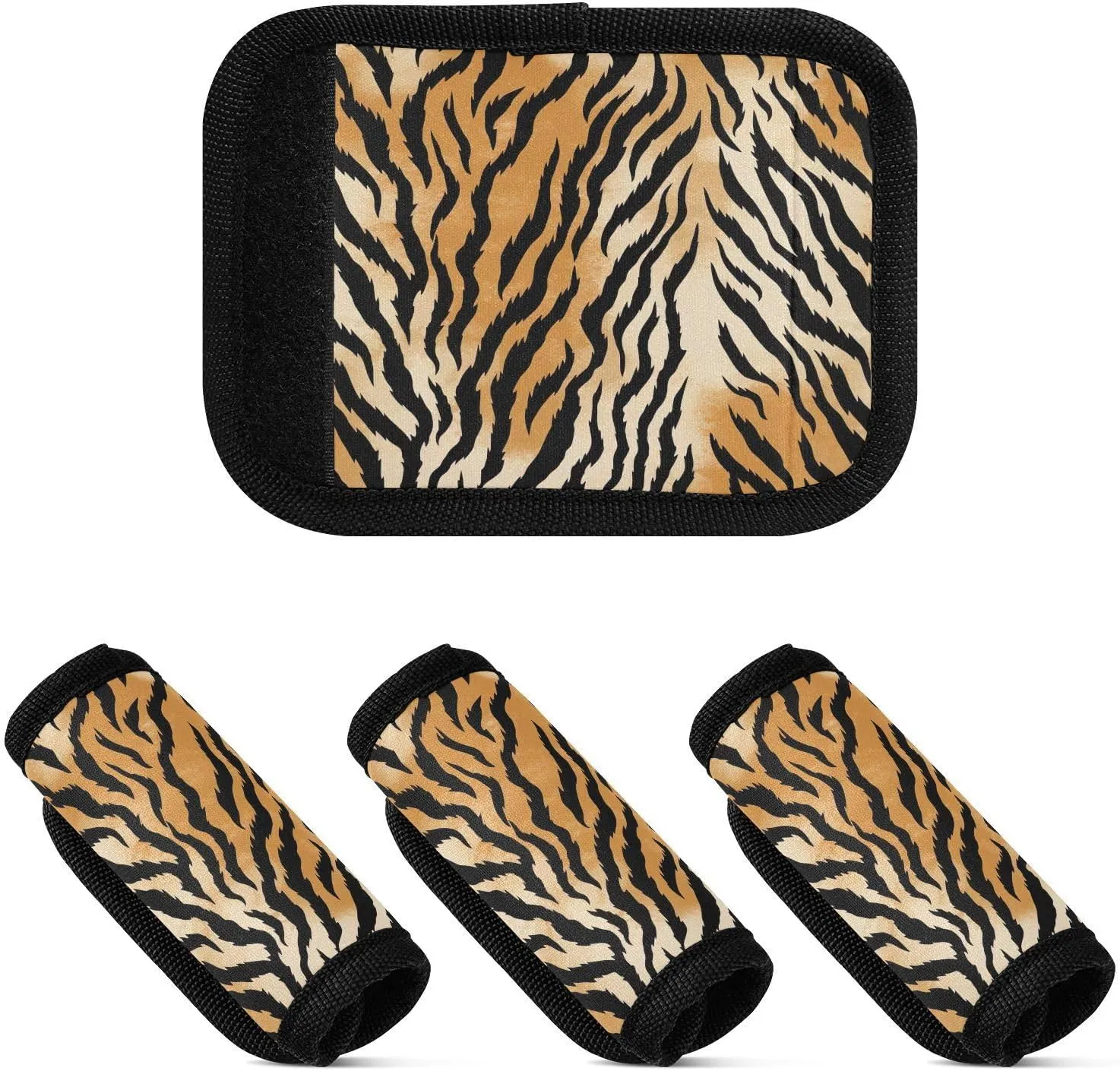 Tiger Stripe Luggage Handle Wrap for Suitcase Luggage Identifiers Soft Handle Covers for Cruise Travel Accessories Suitcase Identifier Protective Cover, 4Pack