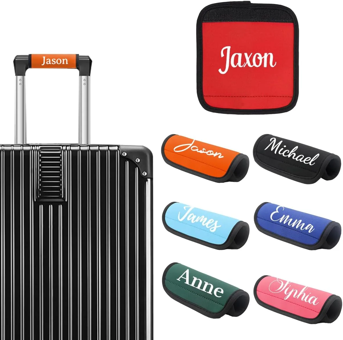 ULICO Personalized Luggage Handle Wrap with Embroidered Name, Custom Handle Covers for Travel Bag Luggage Suitcase, Monogrammed Luggage Finder