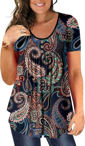 Ulovmi Plus Size Tunic Tops For Women Summer Blouses Casual Shirts