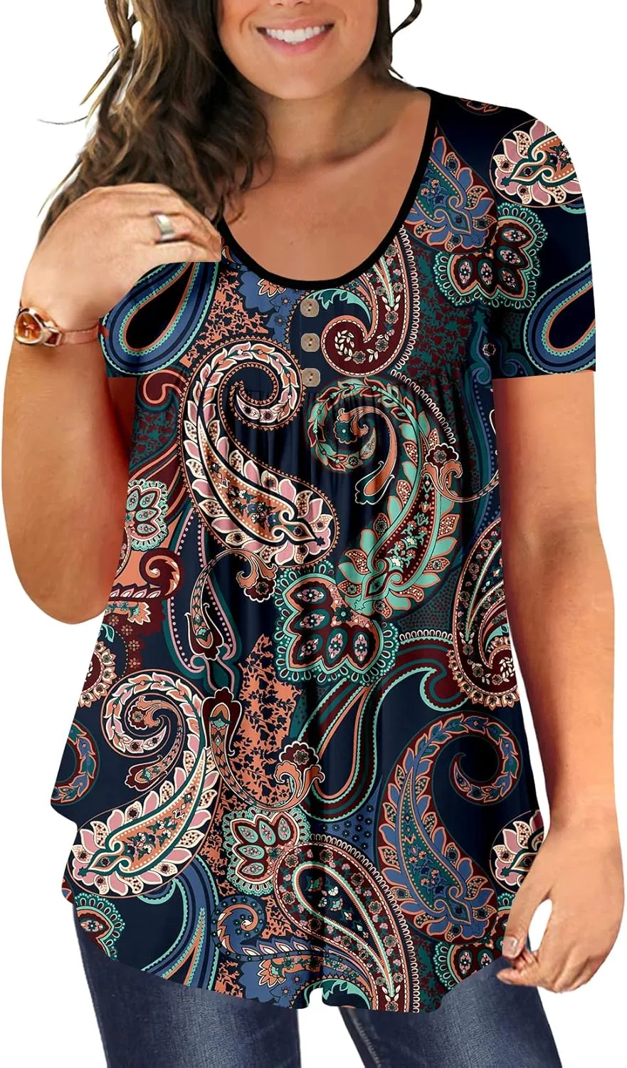 Ulovmi Plus Size Tunic Tops For Women Summer Blouses Casual Shirts