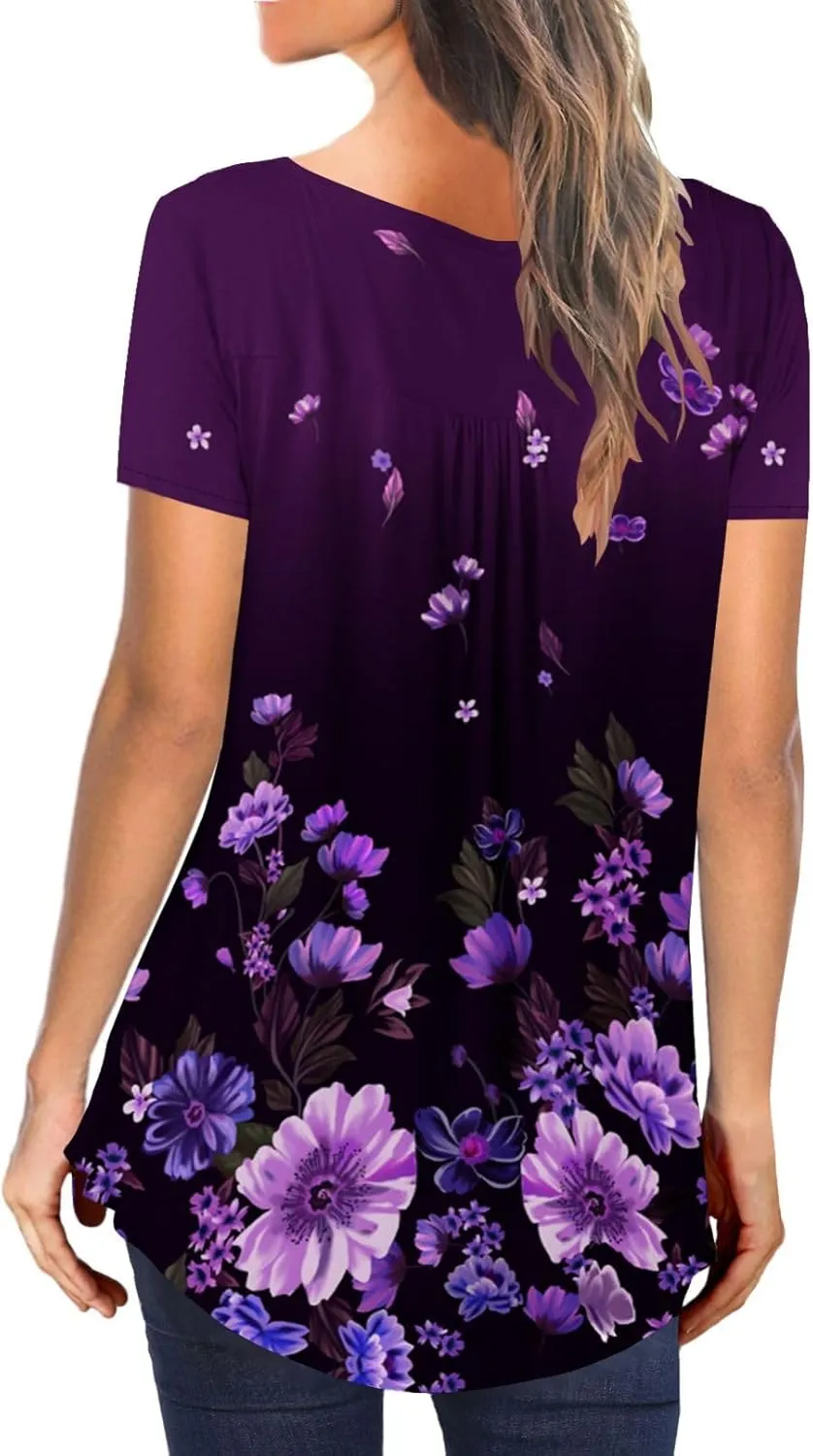 Ulovmi Plus Size Womens Tunic Tops To Wear With Leggings Summer Short Sleeve