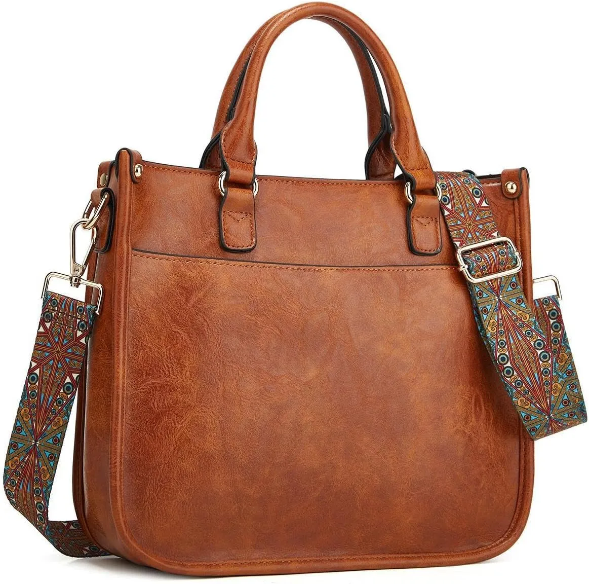 Vegan Leather Crossbody Bag for Women, Small Shoulder Purse with Wide Strap