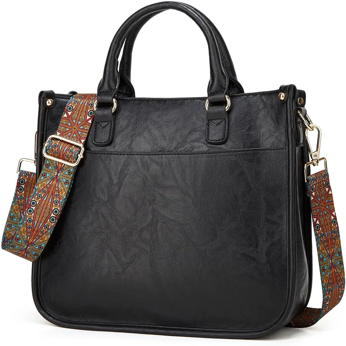 Vegan Leather Crossbody Bag for Women, Small Shoulder Purse with Wide Strap