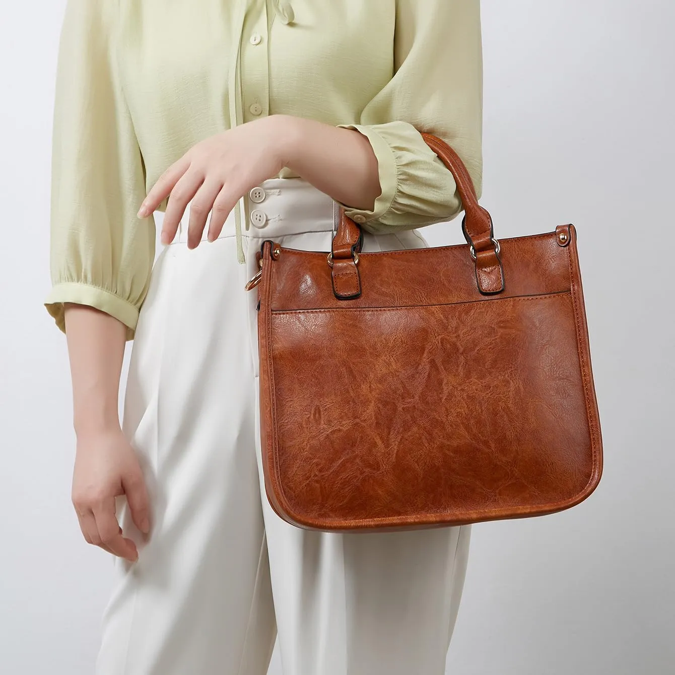 Vegan Leather Crossbody Bag for Women, Small Shoulder Purse with Wide Strap