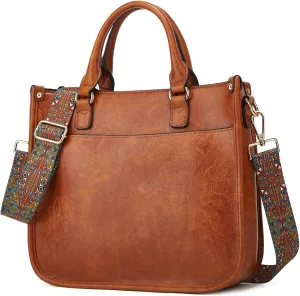 Vegan Leather Crossbody Bag for Women, Small Shoulder Purse with Wide Strap