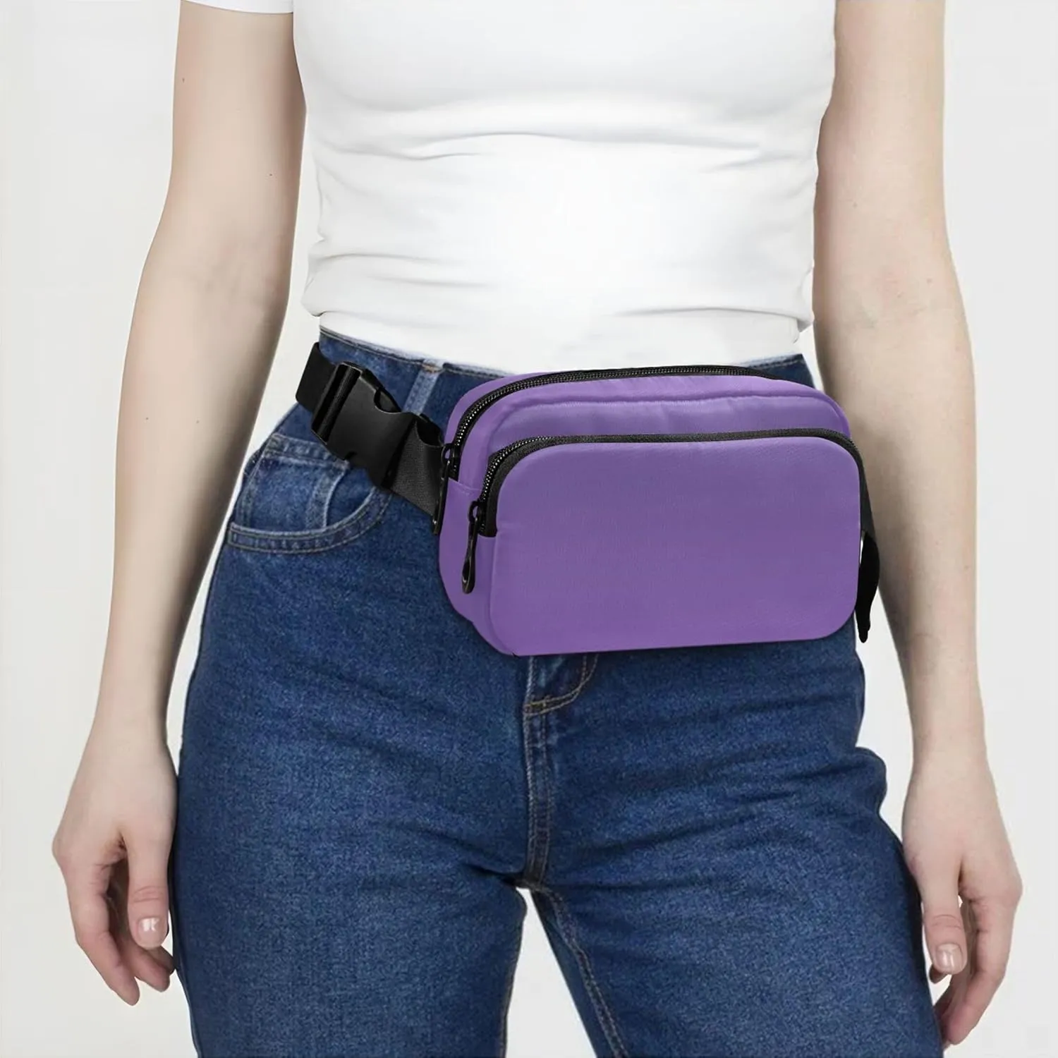 Violet Amethyst Gradient Ombre Fanny Pack for Women Waterproof Belt Bag Hip Pack Cute Crossbody Waist Purse