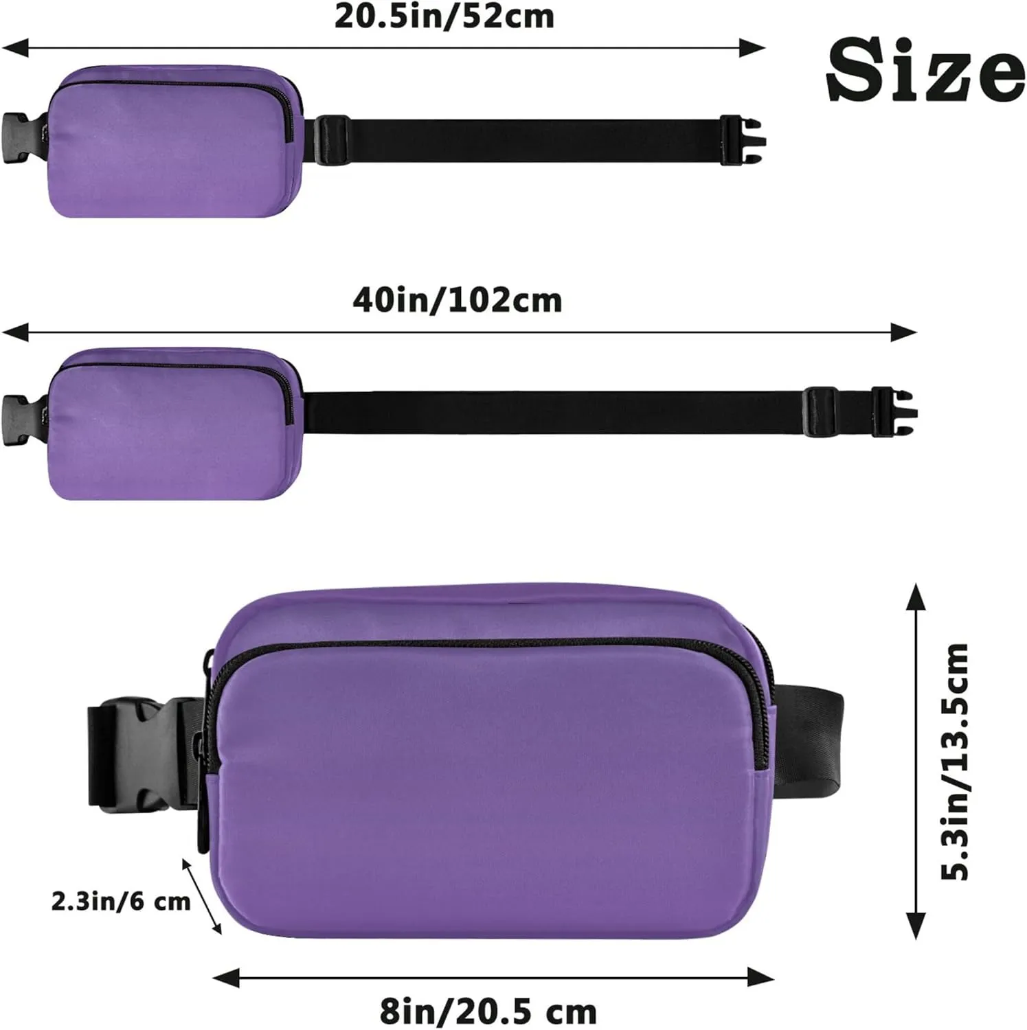Violet Amethyst Gradient Ombre Fanny Pack for Women Waterproof Belt Bag Hip Pack Cute Crossbody Waist Purse