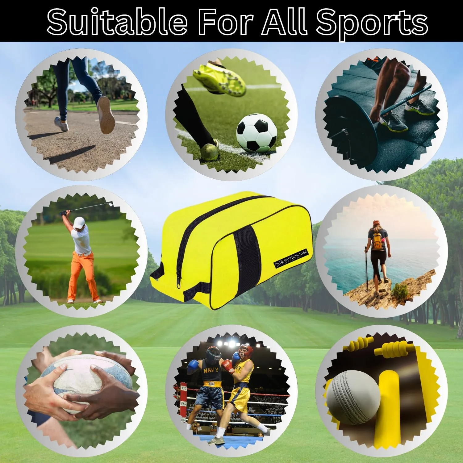 Waterproof Sports Boot/Shoe/Travel Bag for Football Cricket Rugby Golf Toiletry Gym for Boy/Girl Men/Women (Yellow)