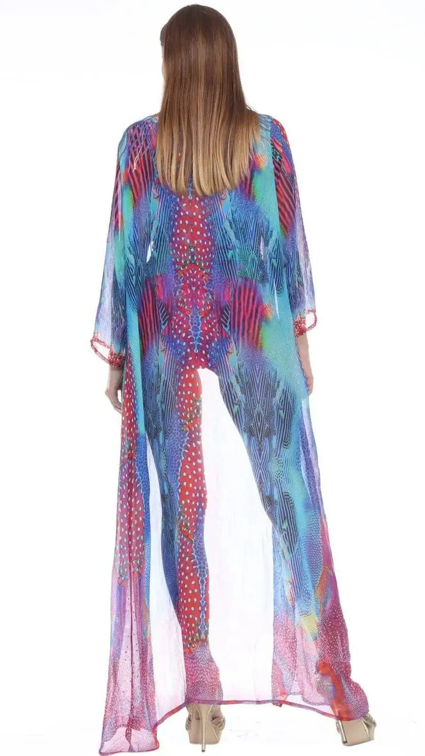 Wholesale Swimwear Cover Up Sheer  Kimonos For Women In Polyester With Multi-Color Prints