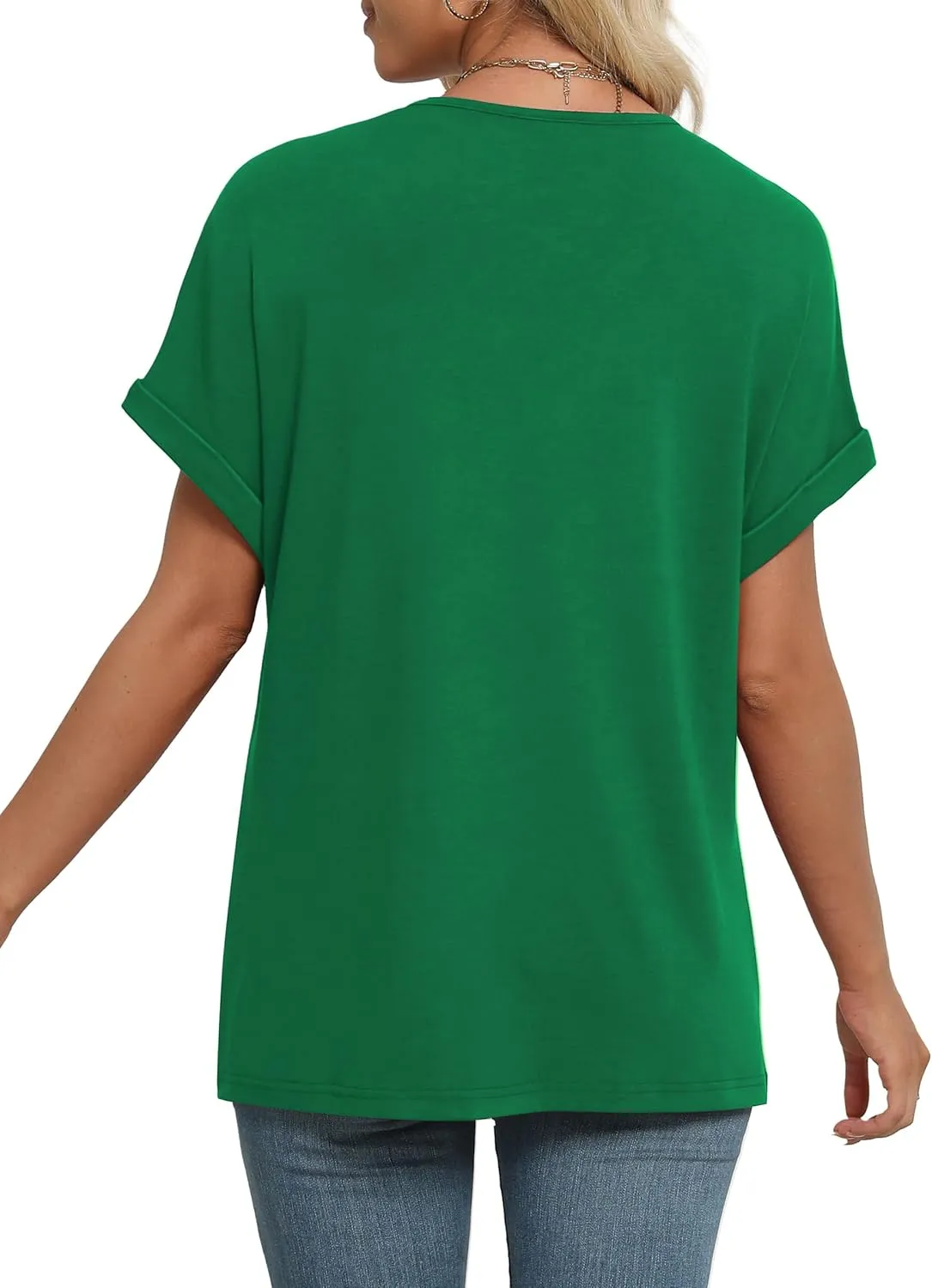 WIHOLL Womens Summer Tops Short Dolman Sleeve Shirts 2025 Fashion V Neck Outfits Clothes