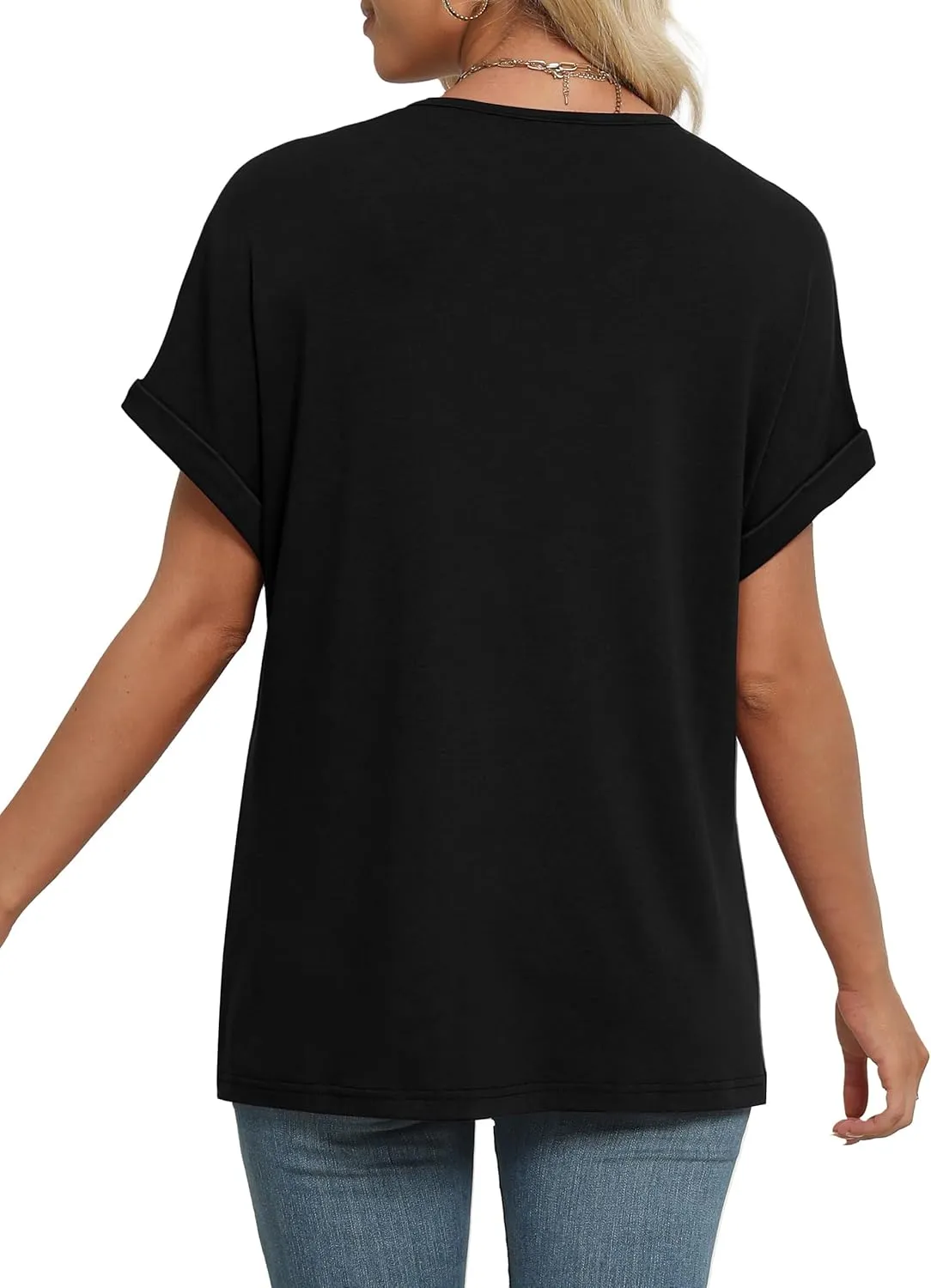 WIHOLL Womens Summer Tops Short Dolman Sleeve Shirts 2025 Fashion V Neck Outfits Clothes