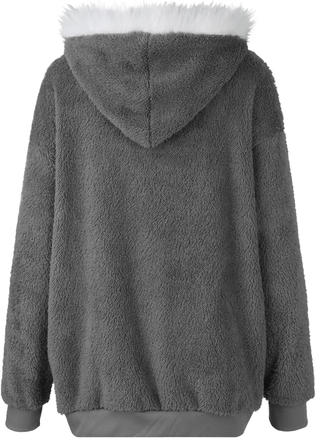 Winter Jackets for Women Fuzzy Fleece Jacket Hooded Color Block Patchwork Cardigan Coats Soft Shaggy Warm Outerwear