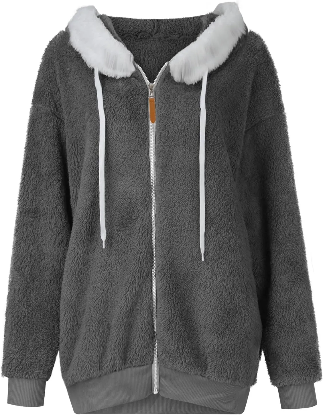 Winter Jackets for Women Fuzzy Fleece Jacket Hooded Color Block Patchwork Cardigan Coats Soft Shaggy Warm Outerwear