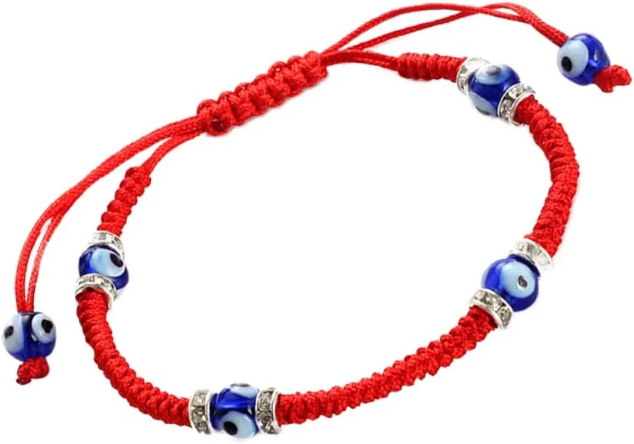 Women Blue Turkish Braided Adults Fashion Beads Teenagersred Adjustable Blessing for Braclet Eyes Simple Woven Protection Handmade Eye Beaded Stretch Shaped Charm Evil